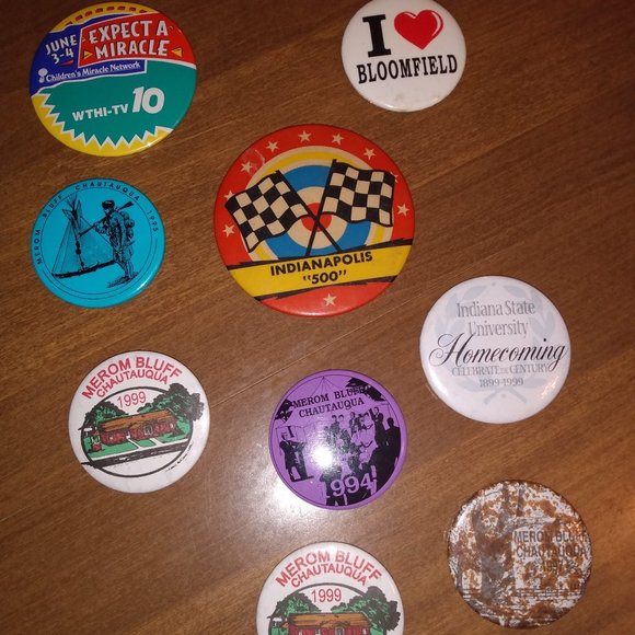 Vintage Indiana Pin Back Buttons, Indy 500 - Picture 1 of 7